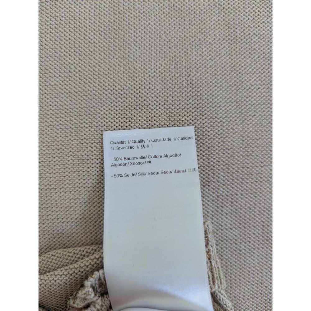 Escada Sagira Top Large Silk Cotton Sequin Knit Short Sleeve Blouse Beige Italy - Picture 15 of 16